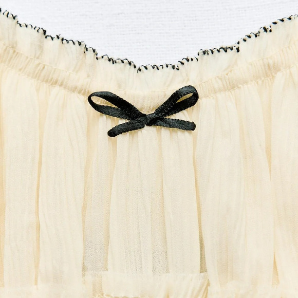 ZARA LITTLE BOW BLACK TEXTURED DRESS - Picture 15 of 16